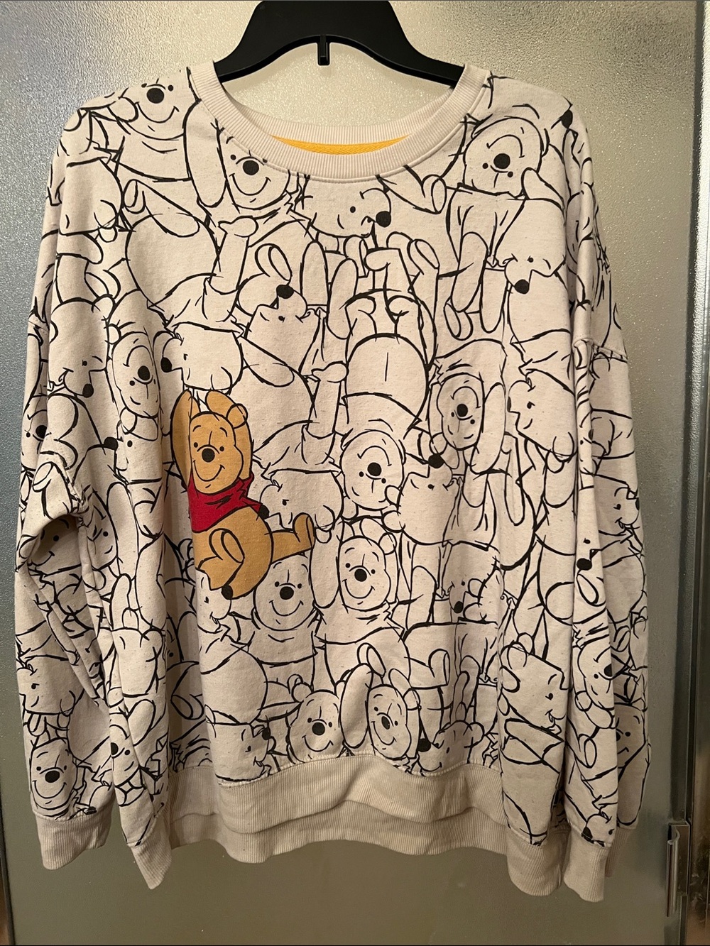 Disney Cream Winnie the Pooh All-Over Print Sweatshirt with Red Accent